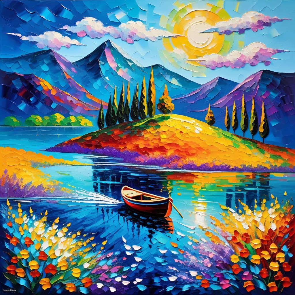 Expressionist Painting with Impasto Acrylic Texture