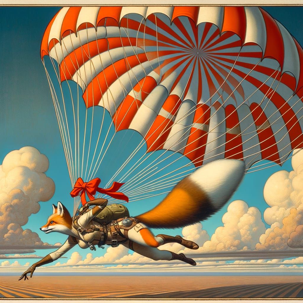 Daring Fox Pilot Descends in Vibrant 1980s Anime Style