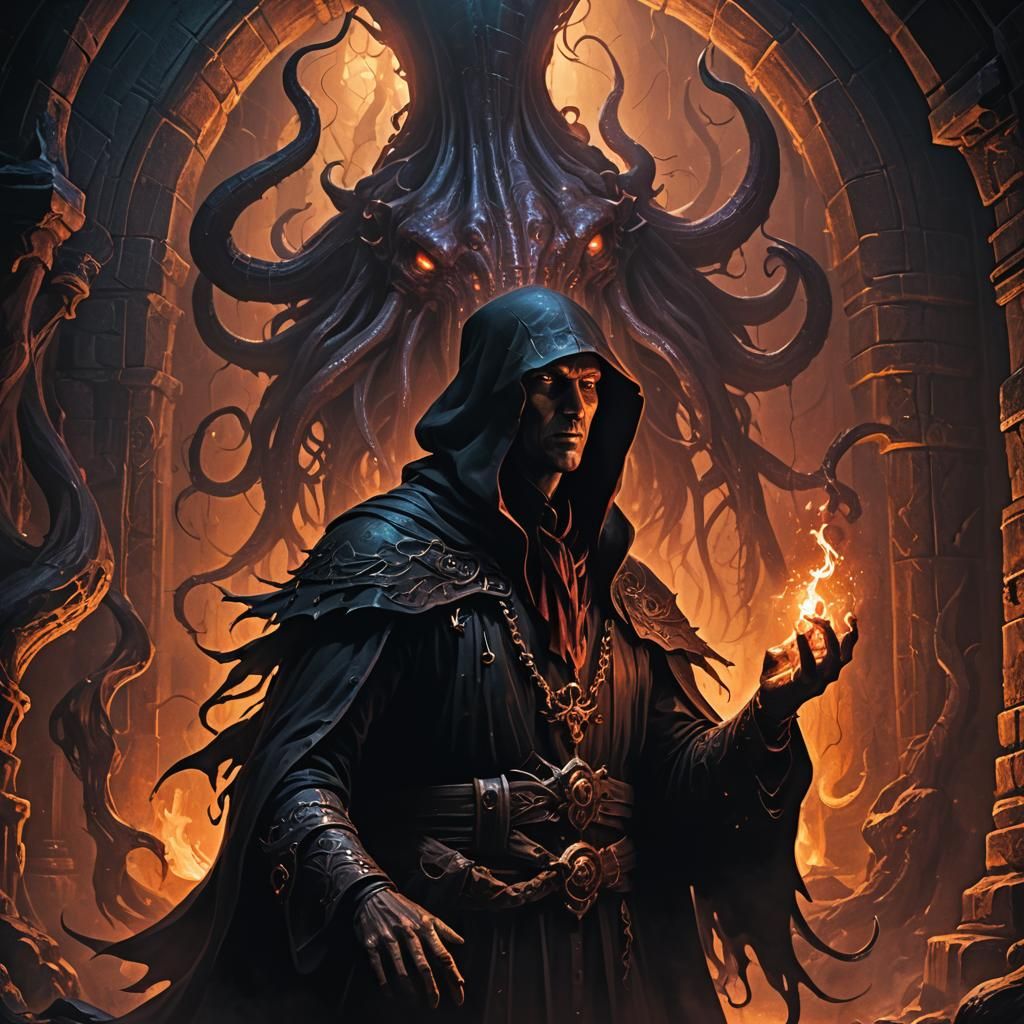 Mind Flayer Casting Spell in Mystical Chamber
