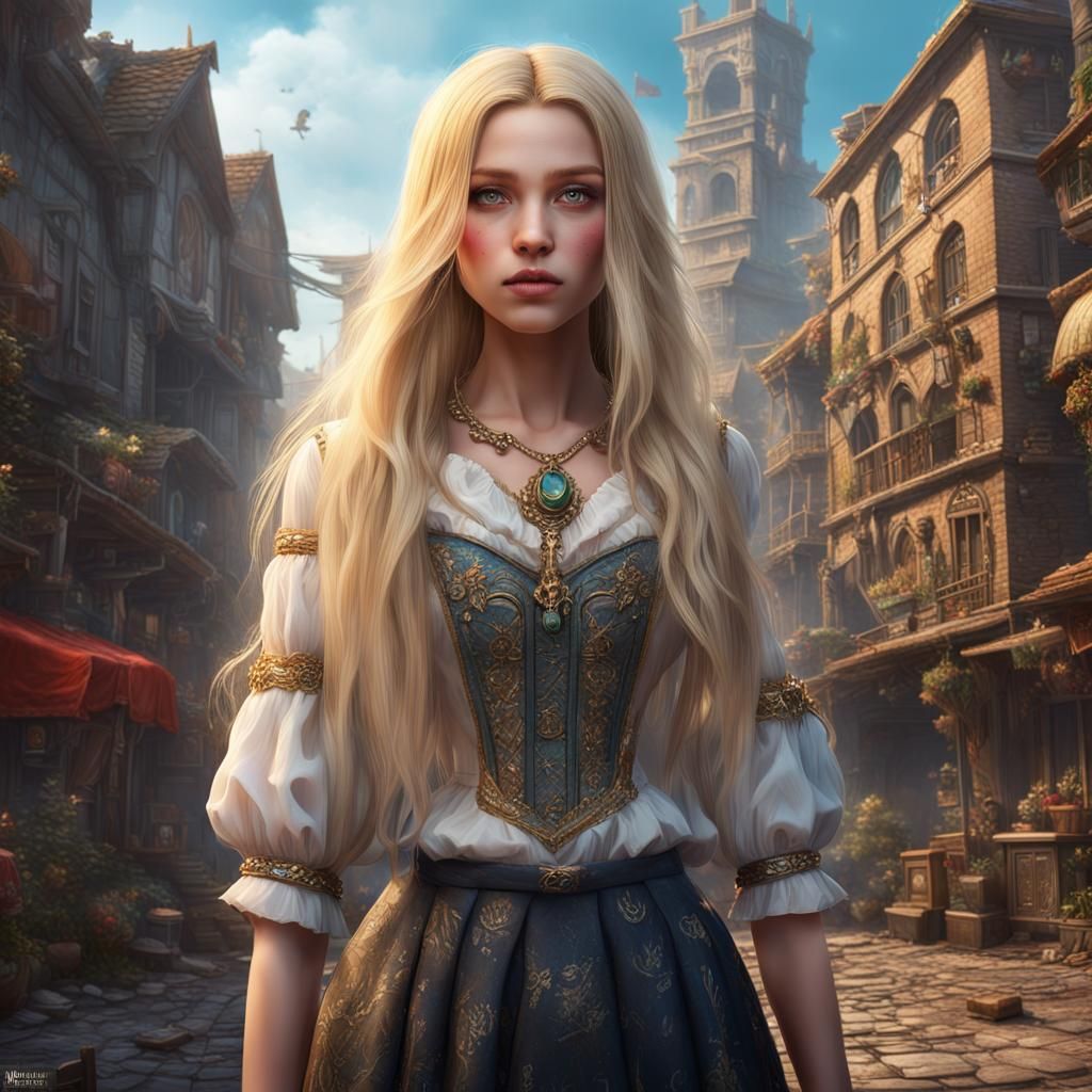 Blonde Woman in Fantasy Concept Art Style