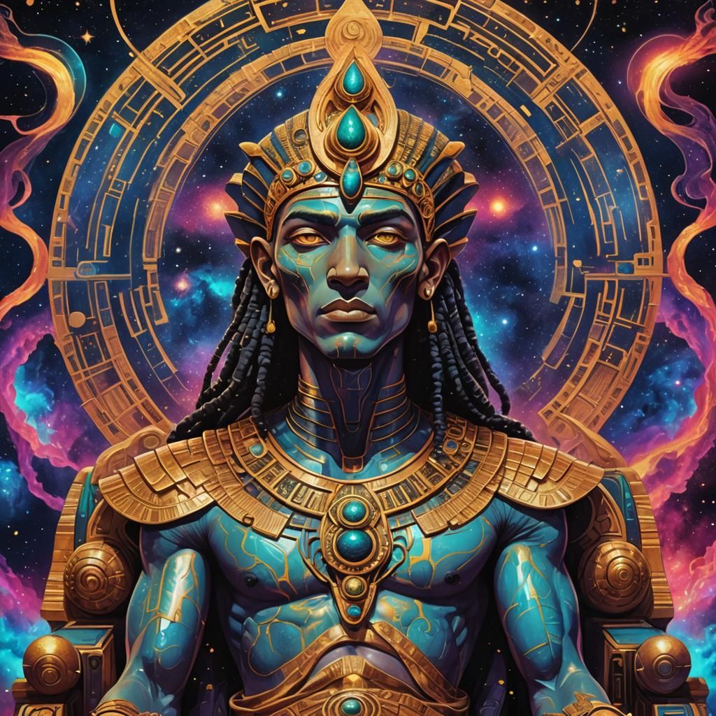 Cosmic Goa'uld Apophis Portrait in Holographic Style