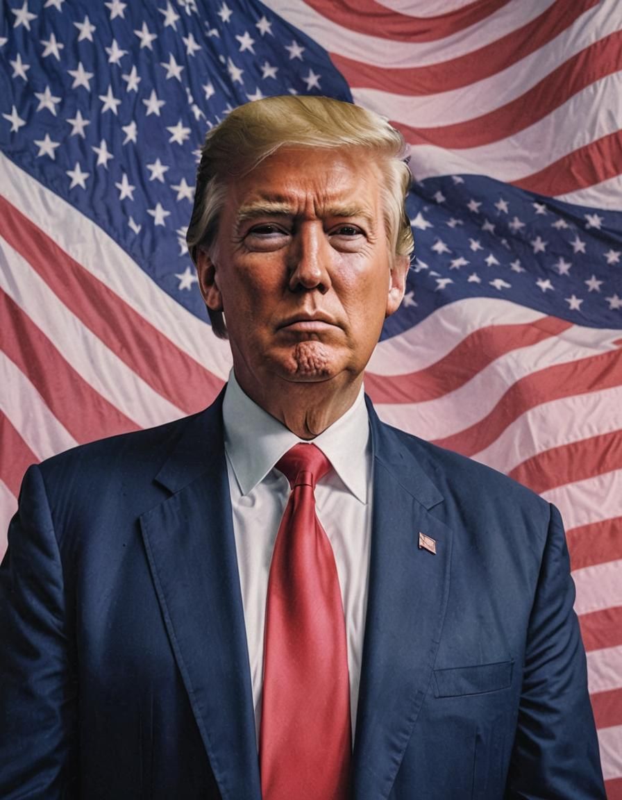 Surreal Vaporwave Image of Donald Trump