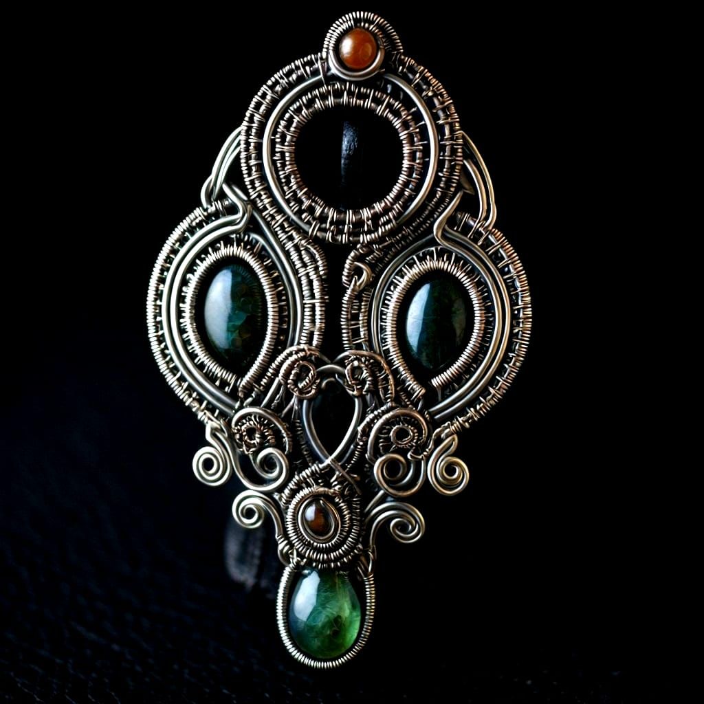 Intricate Wire-Wrapped Jewelry Close-Up