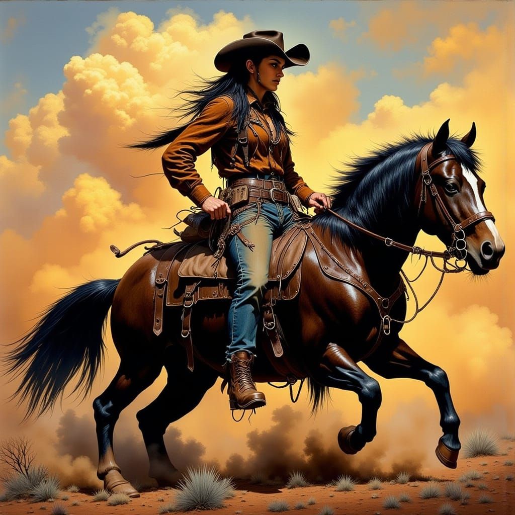 Old West Cowgirl Gunslinger in Western Style