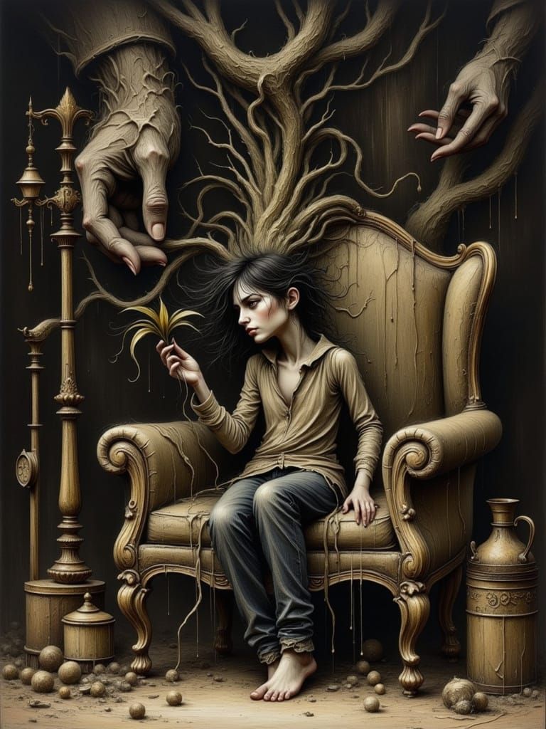 Jack and the Beanstalk Seed: Gothic Dystopian Art