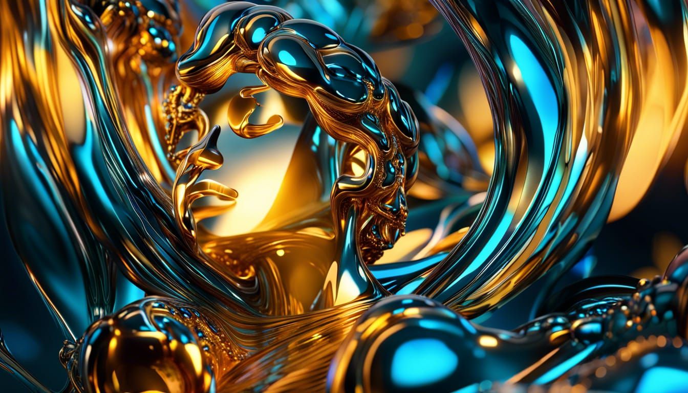 Glass Person Sculpture in Abstract Surrealism Style