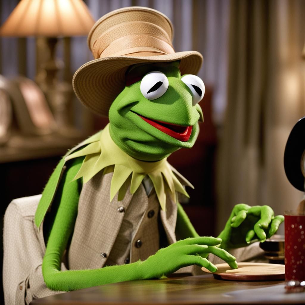 Kermit the frog as Hedda Hoppa