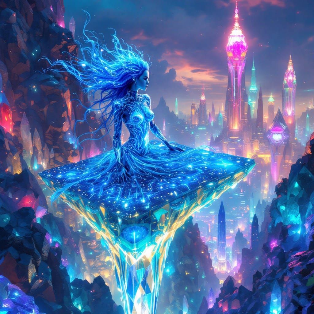 Regal Cyberpunk Empress in Futuristic Splendor