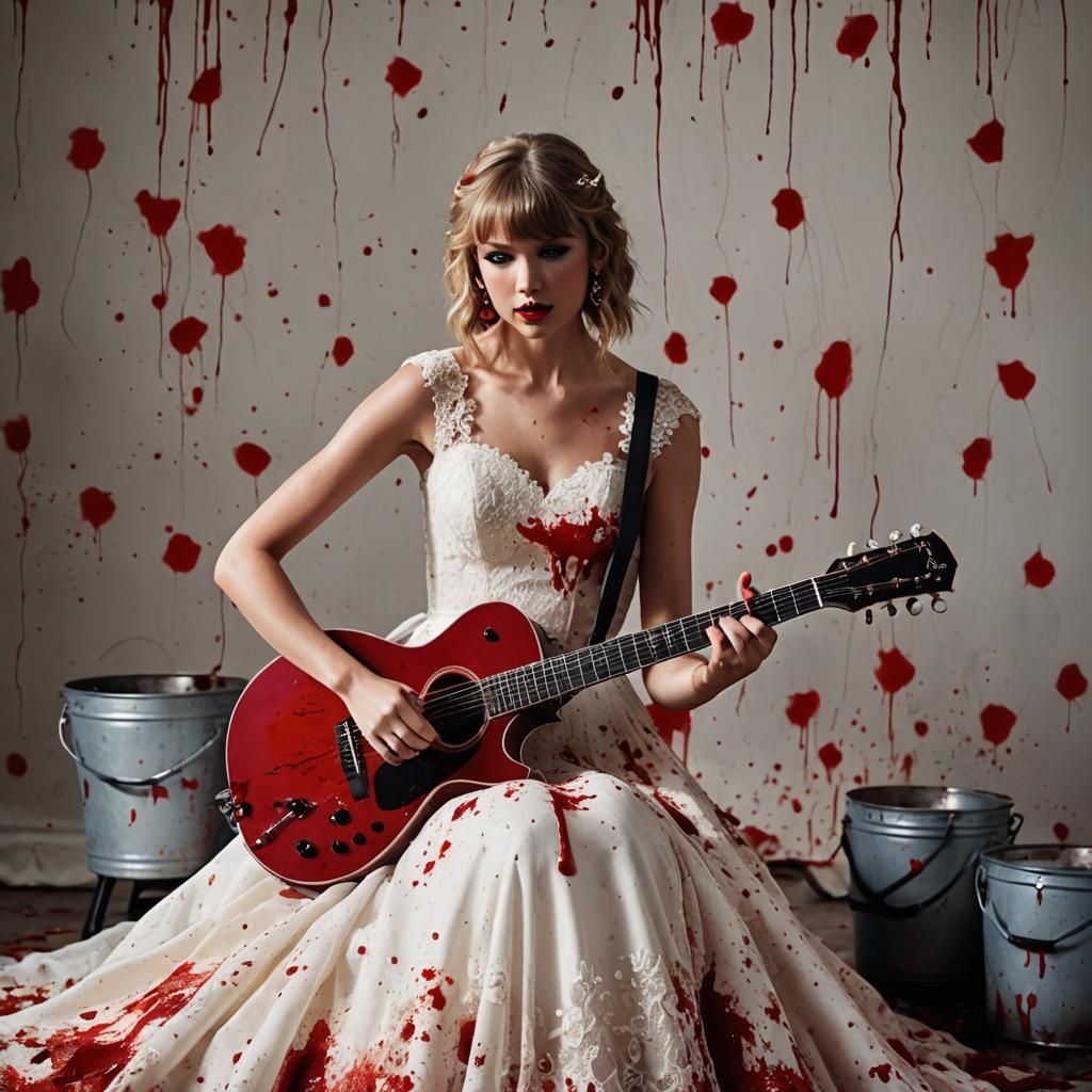 Dark Pop Art Portrait of a Bloody Bride