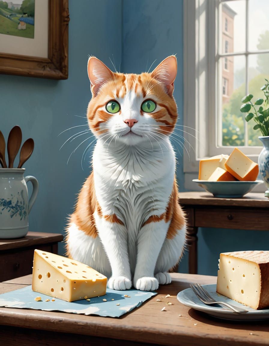 Regal Ginger Cat in Vintage Whimsy Style