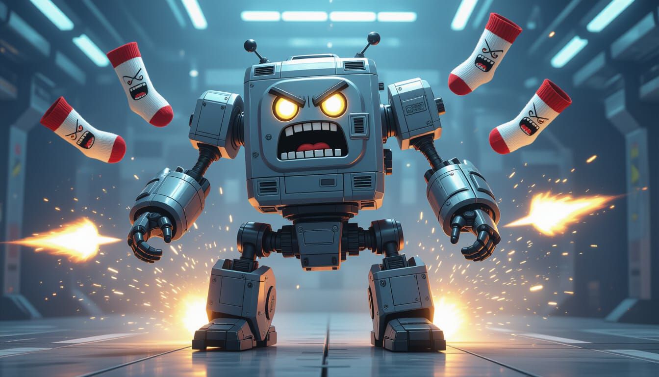Dryer Robot Launches Sock Missiles as Angry Faces