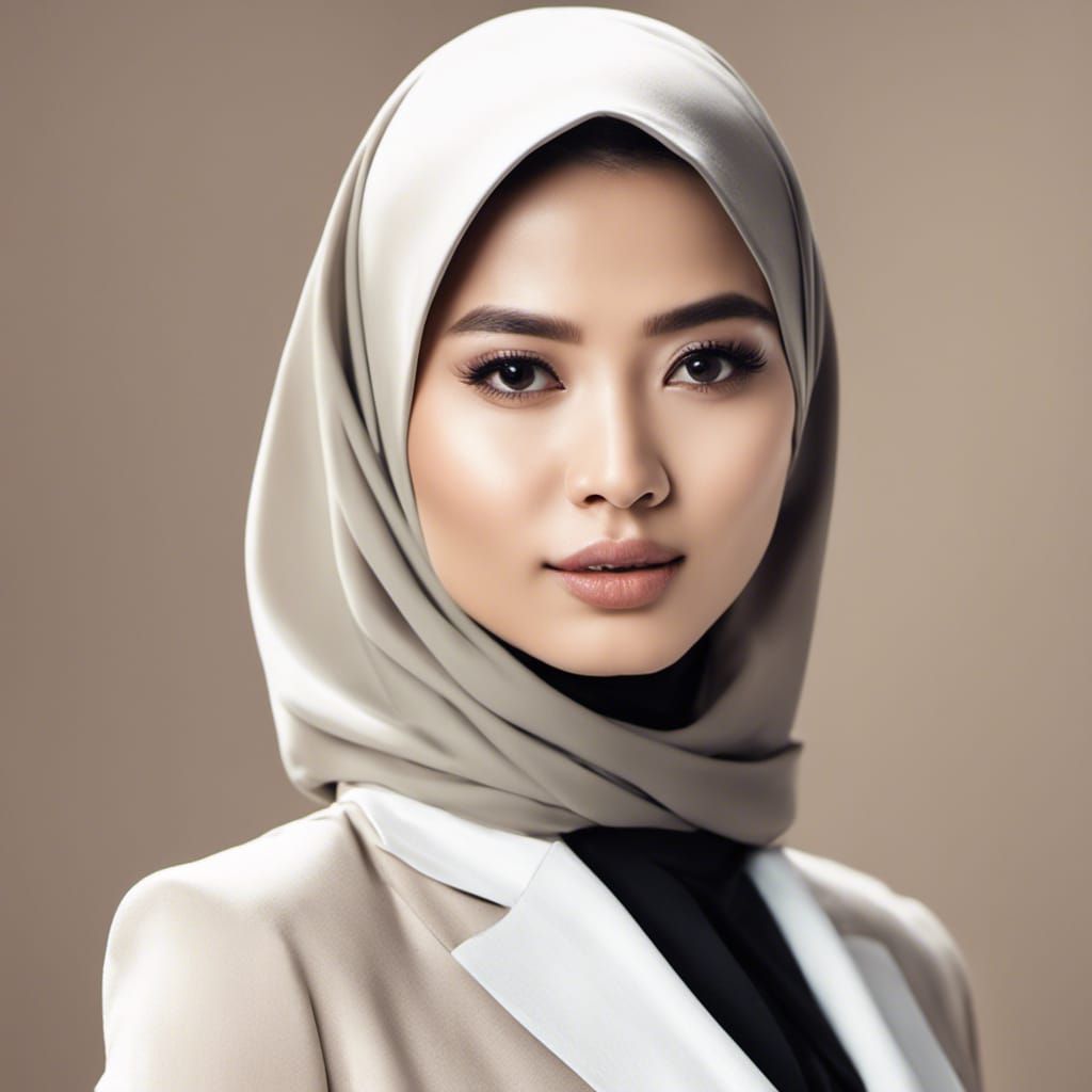 Elegant Indonesian Woman in Hijab, Computer Graphics