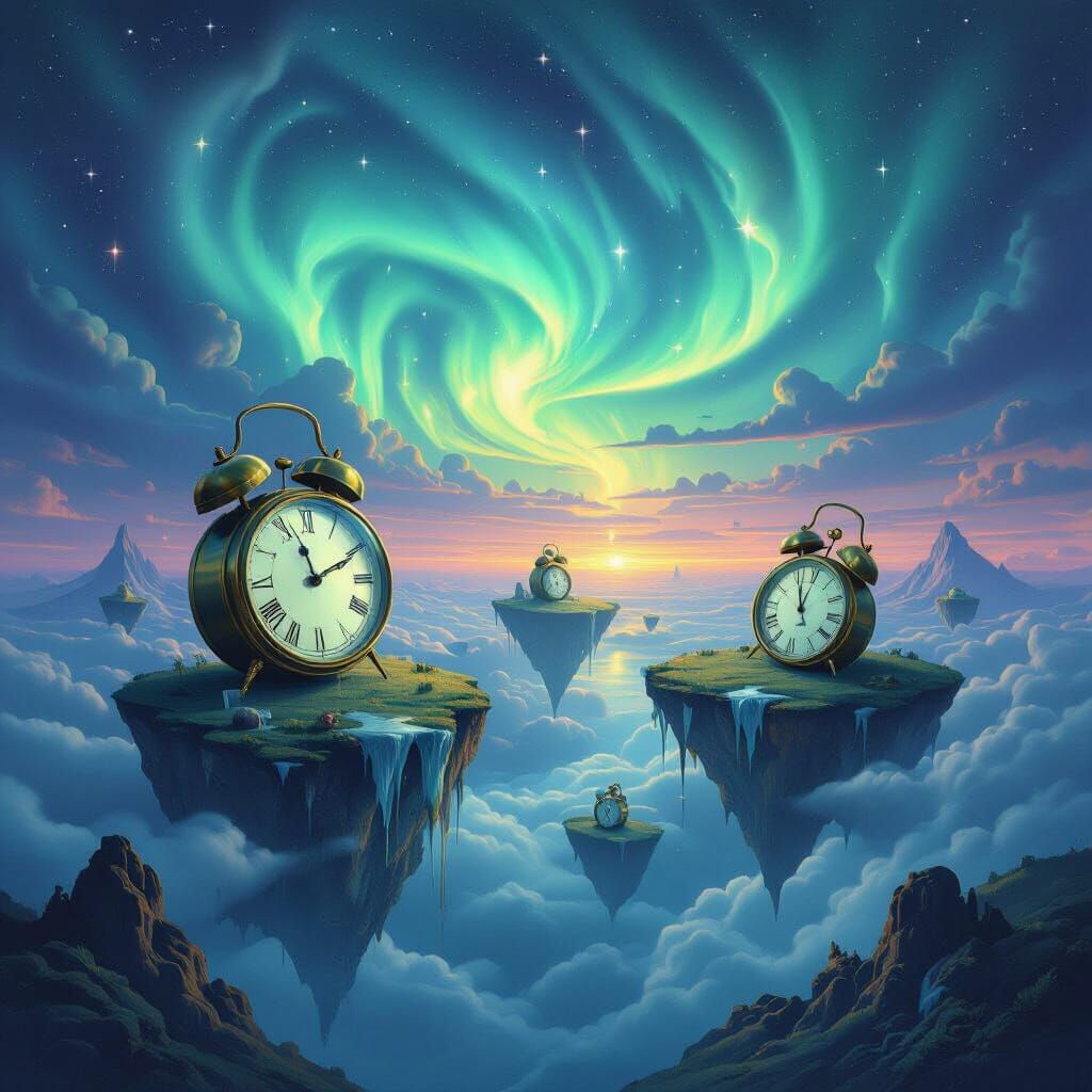 Surreal Melting Clocks on Floating Islands in Dalí-Magritte ...