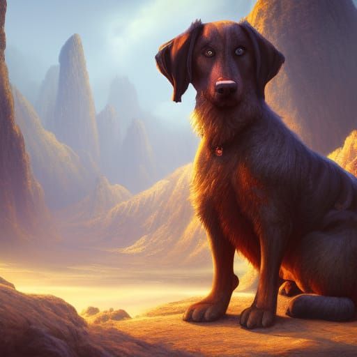 Giant Dog in Detailed Matte Painting