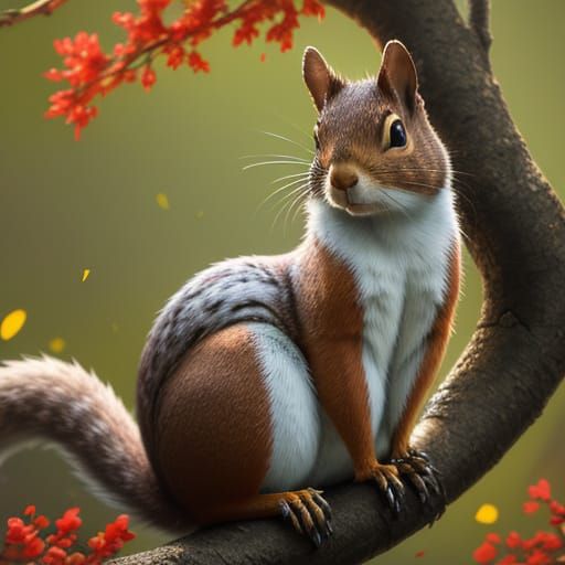 Vibrant Oil Painting of a Kintsugi Squirrel in Vaporwave Aur...