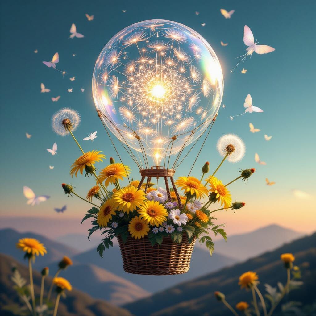 Ethereal Filigree Being in Dandelion Balloon