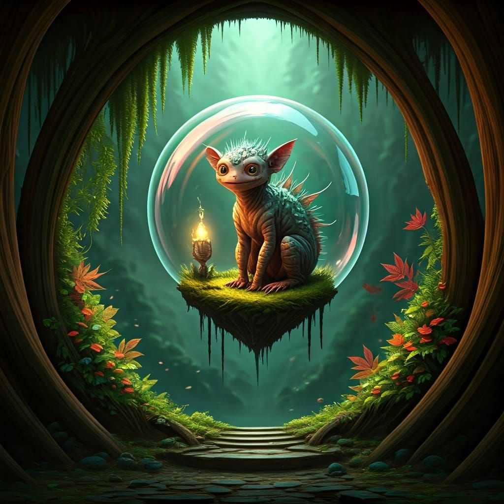 Creature Living Inside a Floating Bubble