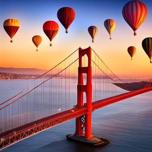 San Francisco Golden Gate: Hot Air Balloons at Golden Hour