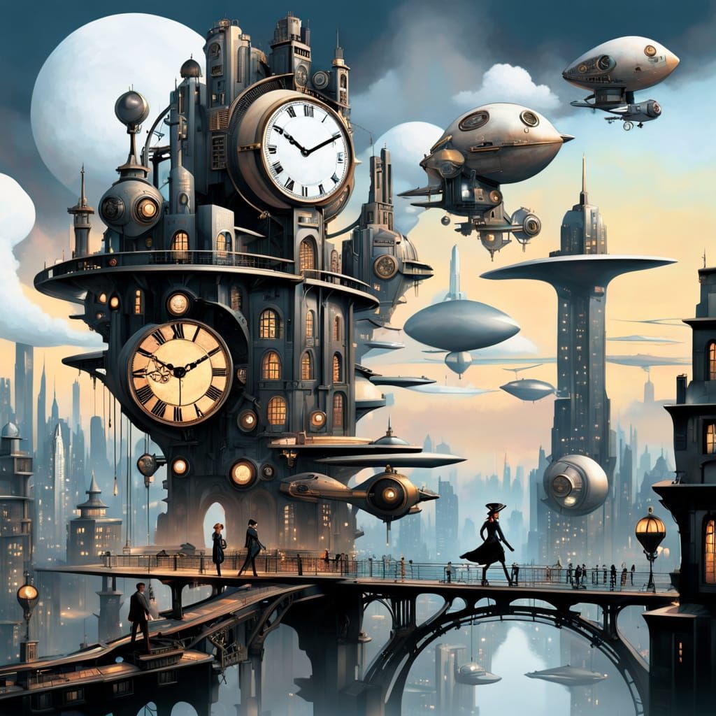 Steampunk clock tower