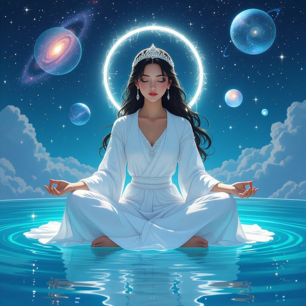 Fantasia Princess Floating Among Galaxies