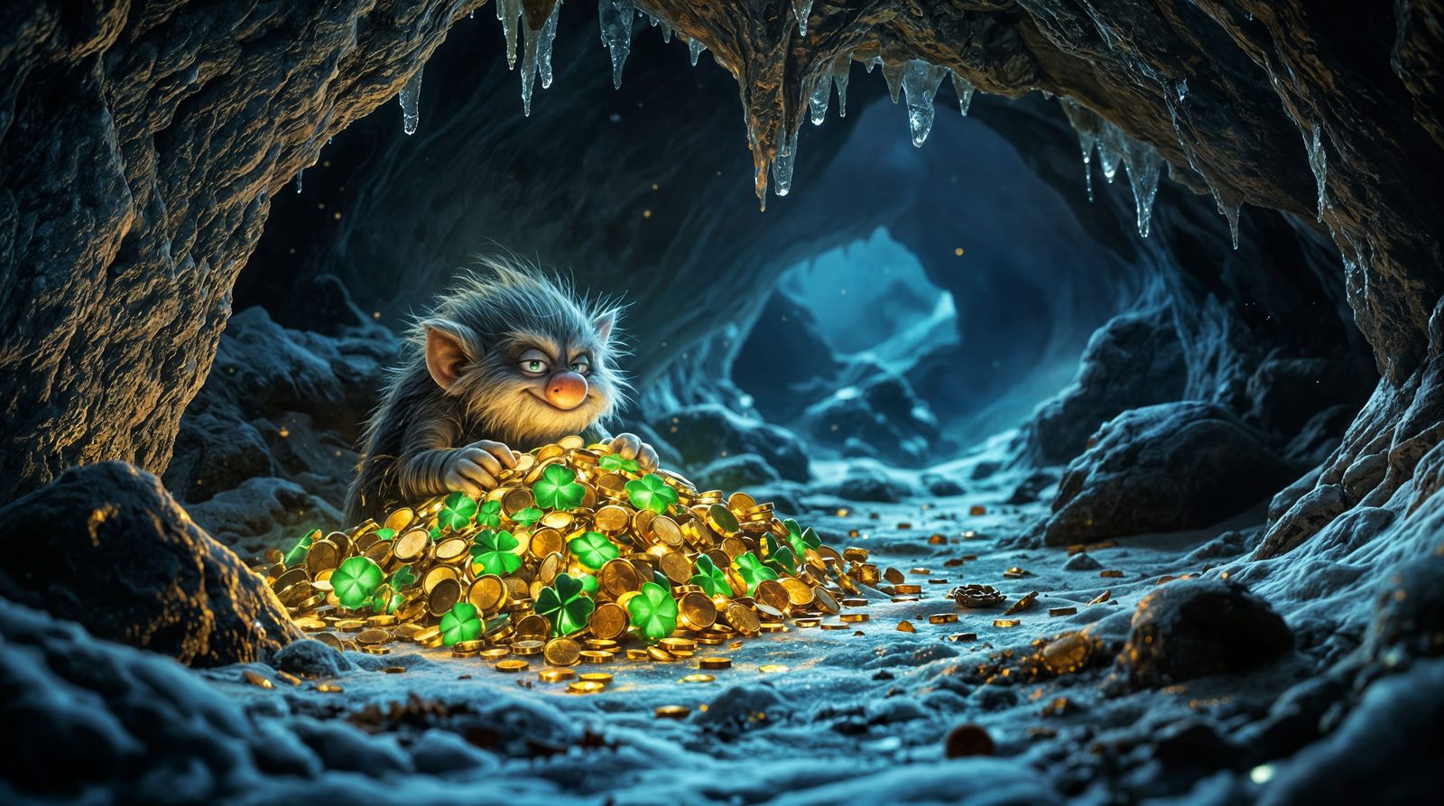 Mystical Treasure Hoard in a Snowy Norwegian Cave