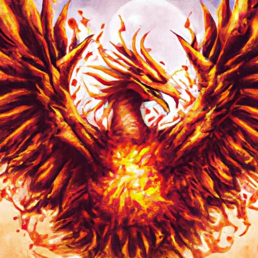 Infernal Phoenix Rising: Fluid Acrylic and Ink Art