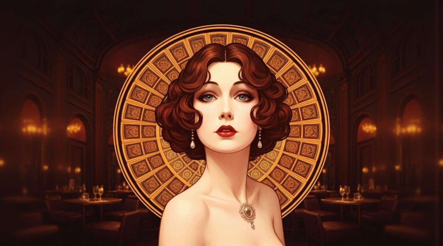 Elegant 1900s Lady in Art Deco Club Portrait
