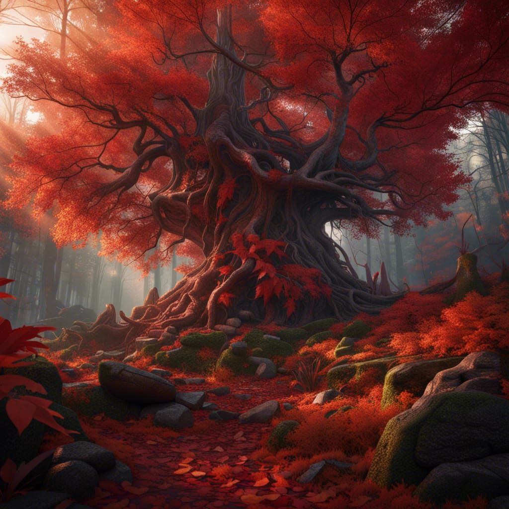 Autumn Forest in Detailed Matte Painting Style