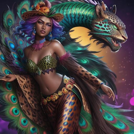 Colorful Dragon Scale Woman: 3D Digital Art