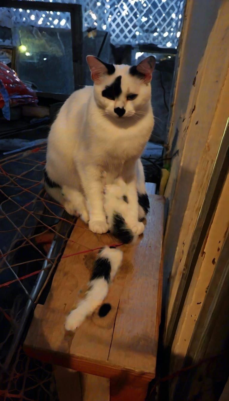 Ink Blot Cat: A Spotted Feline Portrait