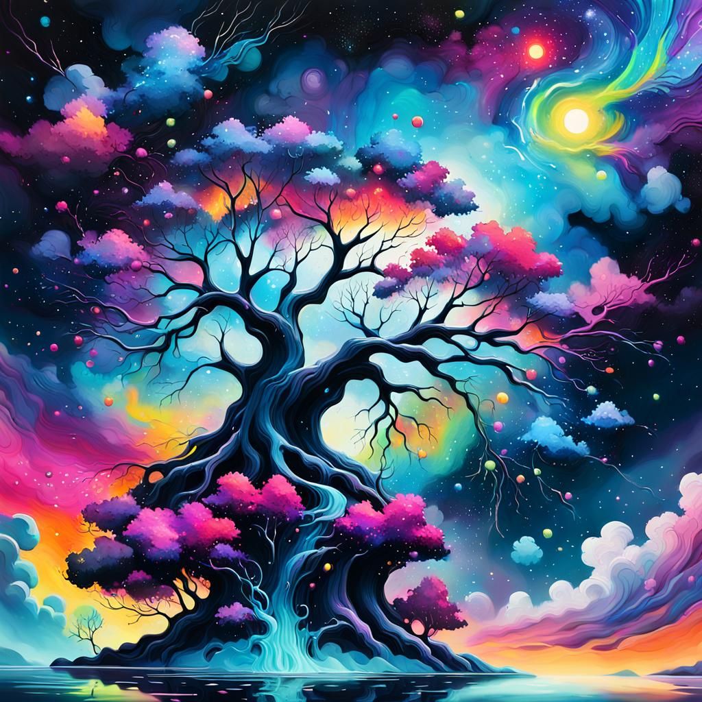 Graffiti Art: Tree Constellation Dreamscape
