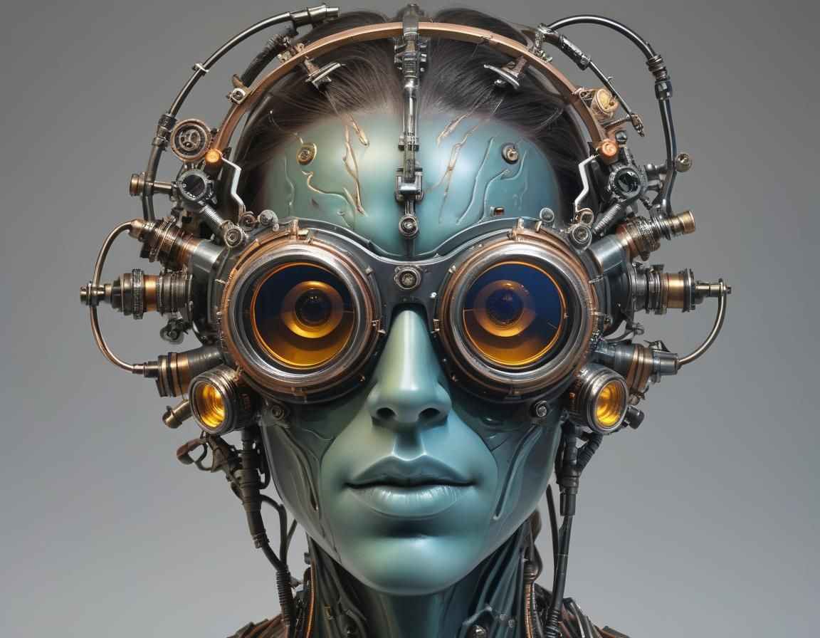 Biopunk Portrait with Magnetic Vision Goggles