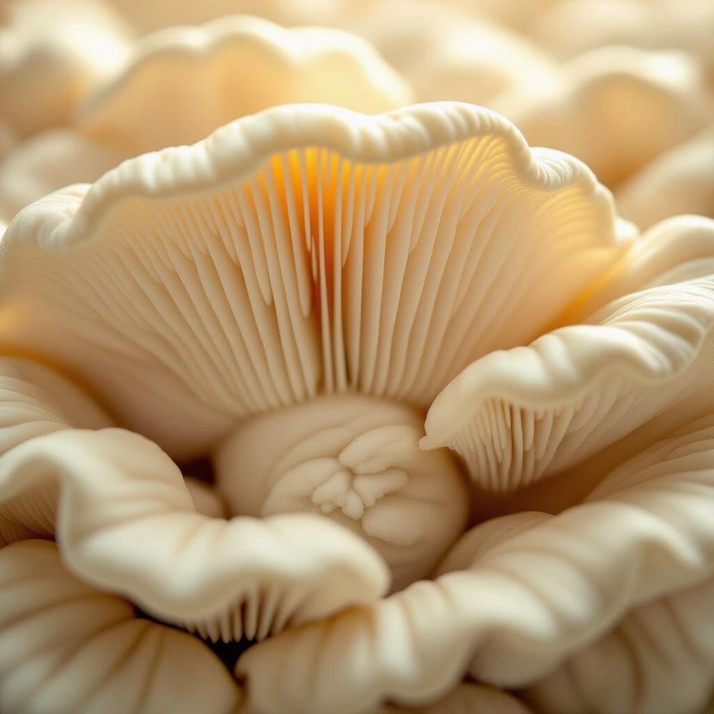 Macro Oyster Mushroom Gills in Hypnotic Parallel Lines