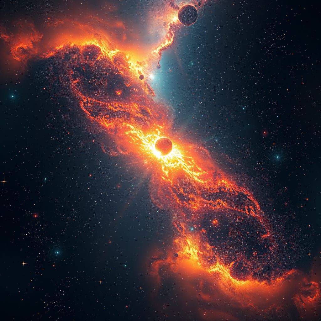 Cosmic Galaxy in Vibrant Triadic Colors