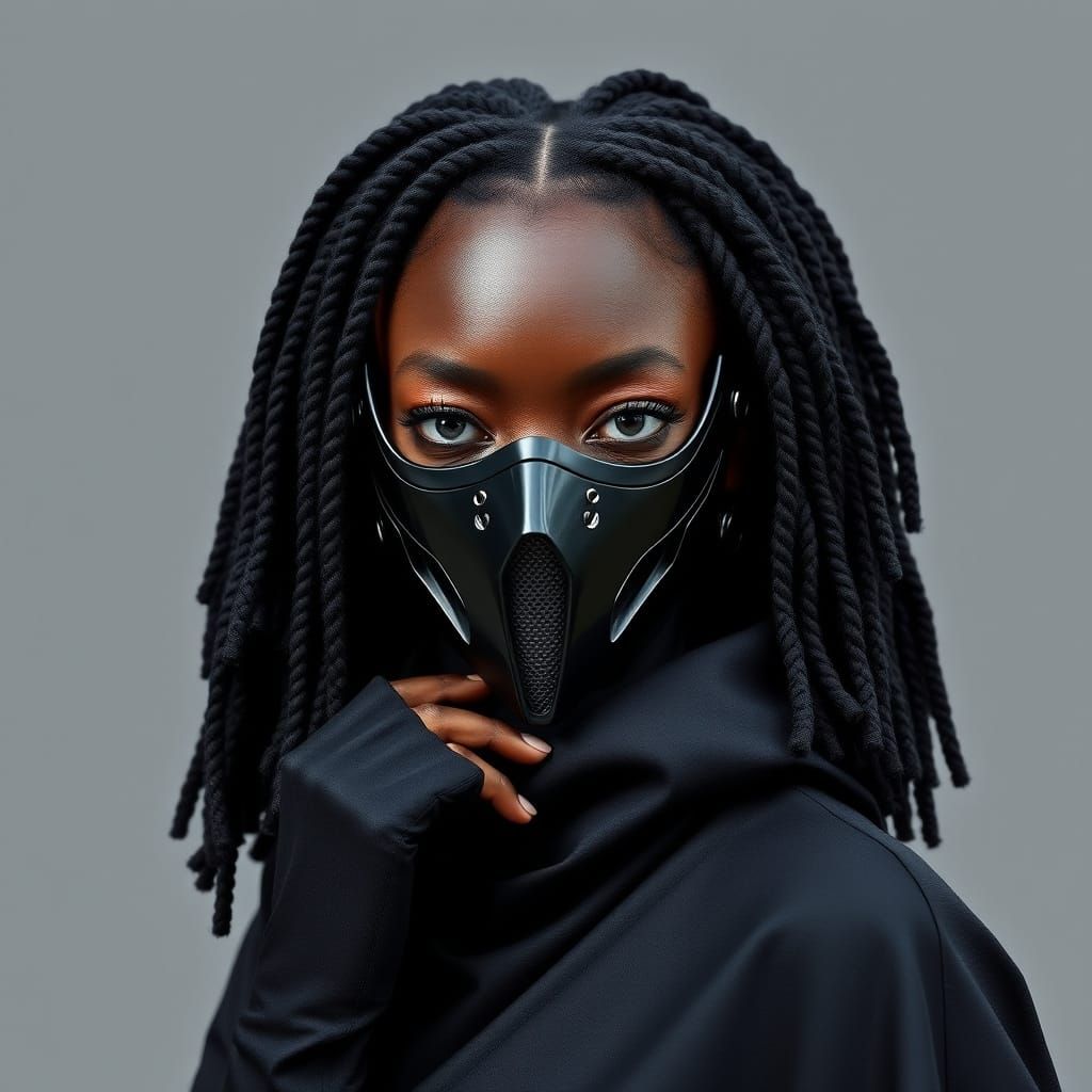 Raven Noir: Futuristic Figure in Mask
