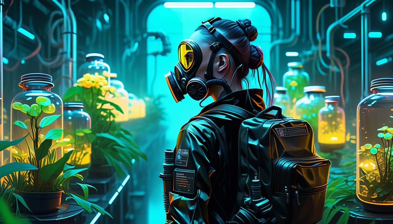 Android Girl in Biopunk Lab: Cyberpunk Style