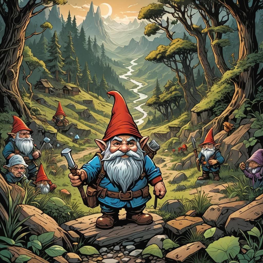 Gnome on the Range in Comic Book Style