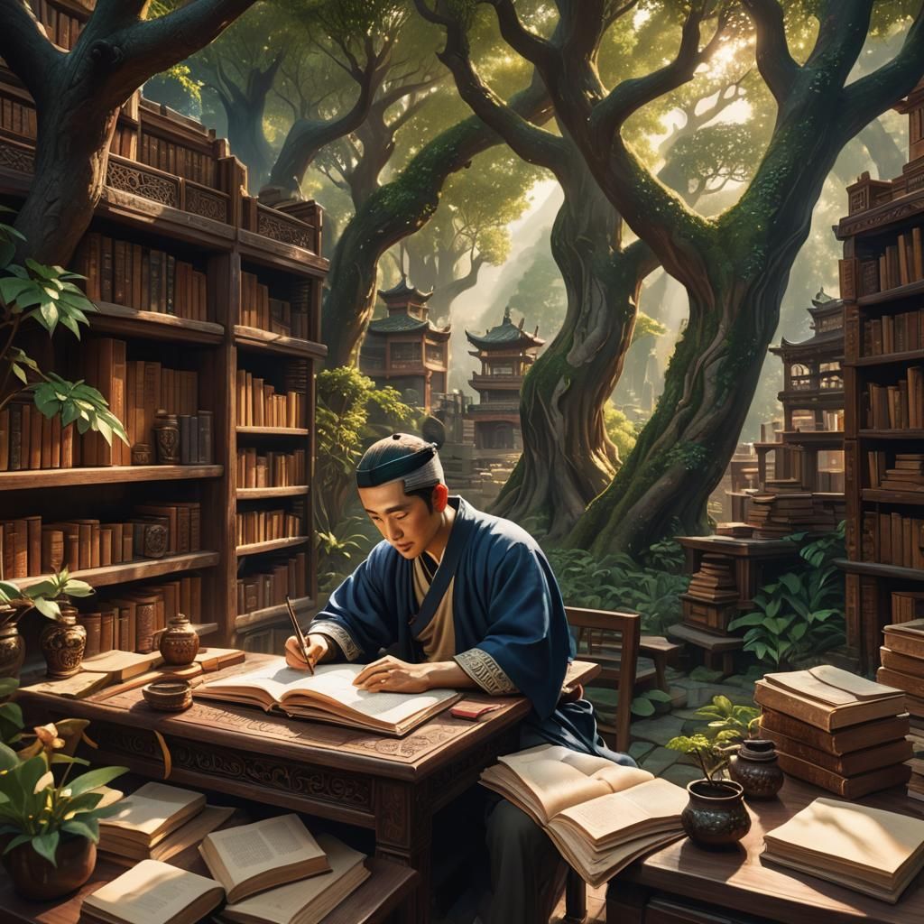 Enchanted Forest Library: Oriental Scholar at Work