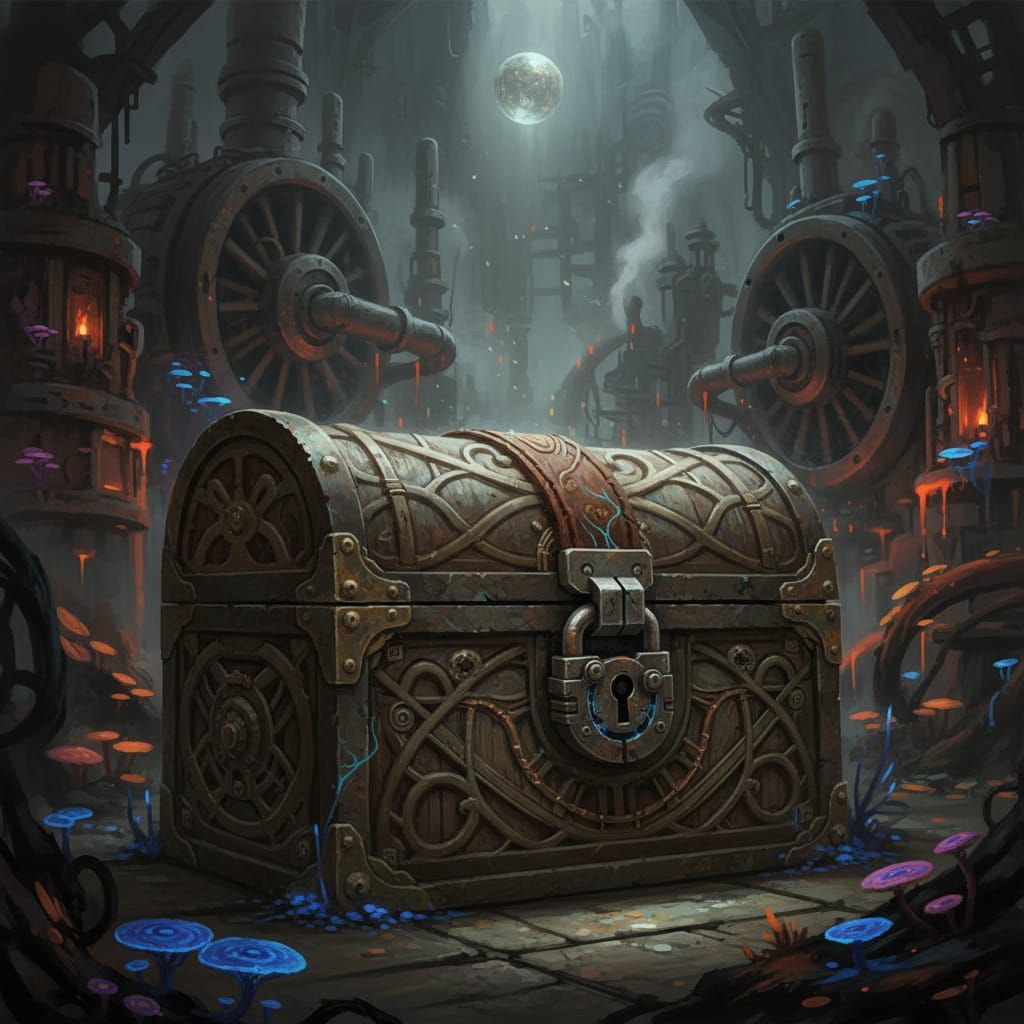 Mysterious Treasure Chest in Dim Light