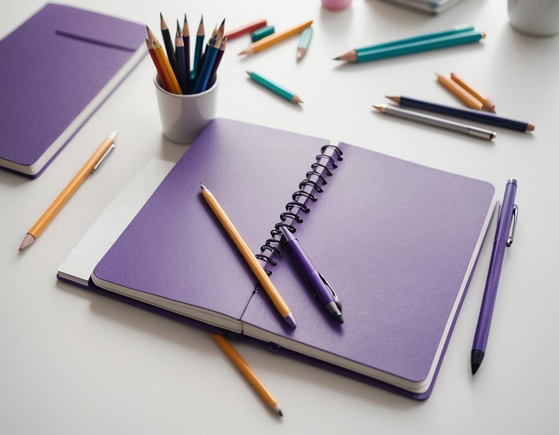 Elegant Purple Notebook in Artistic Composition
