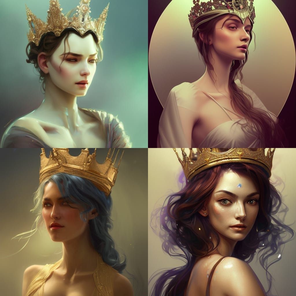 Crowned Woman Portrait in Hyperdetailed Art Style