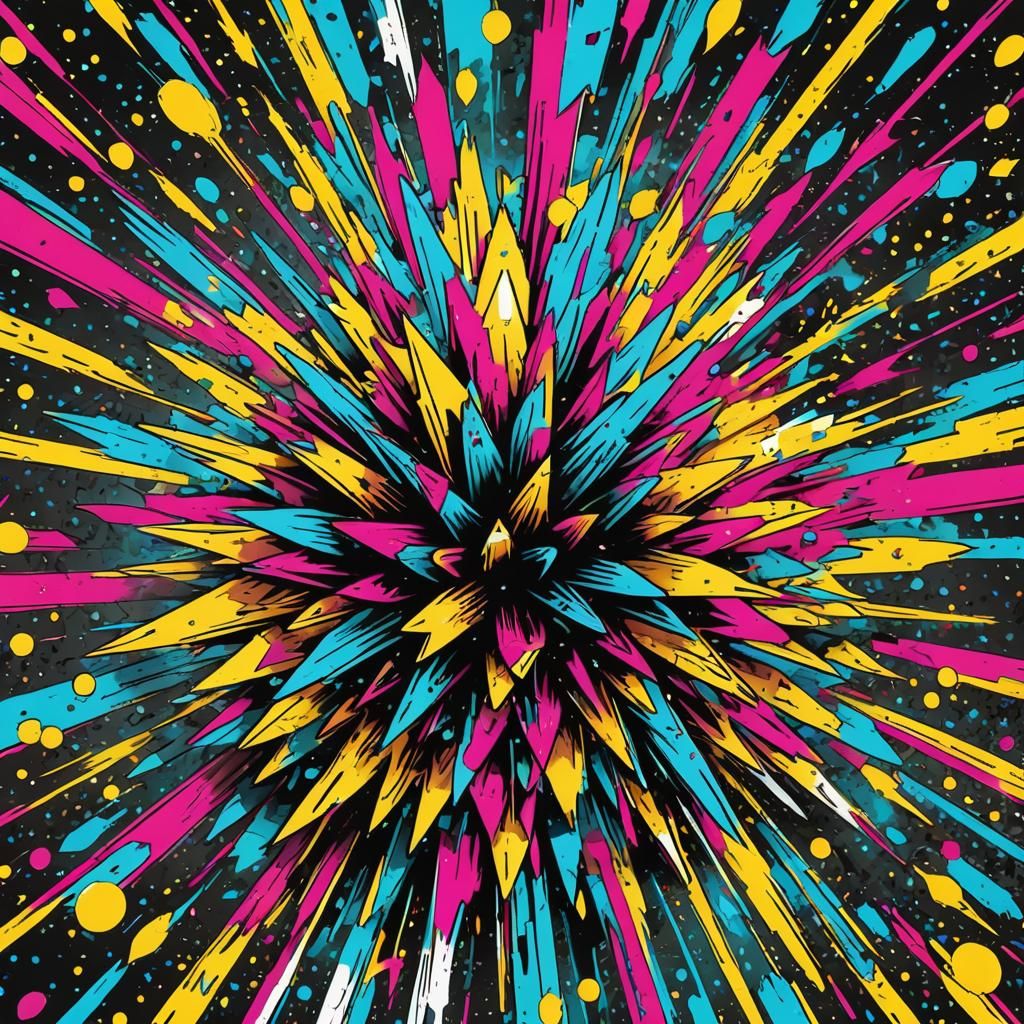 Vibrant Pop Art Explosion in CMYK Colors