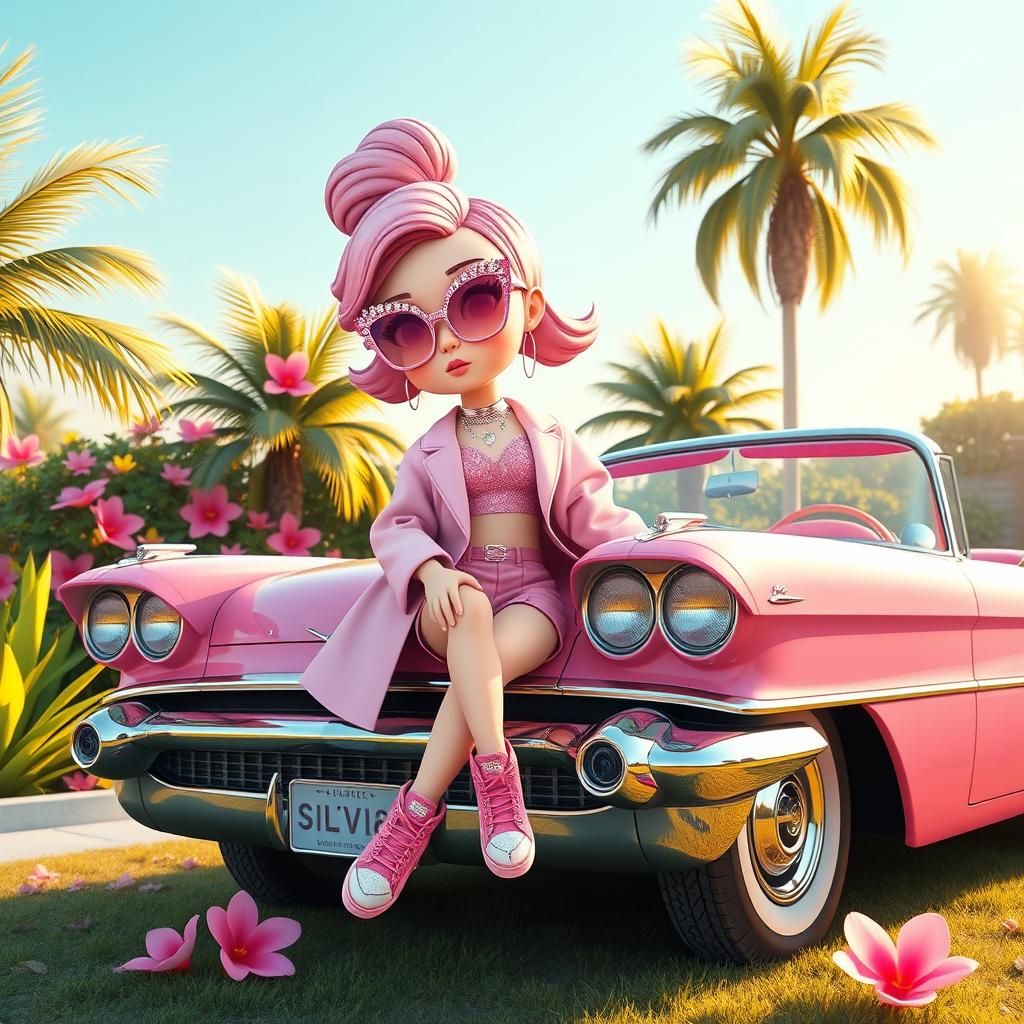 Pink Chibi on Cadillac: Fantasy Concept Art