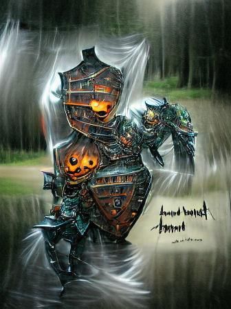 Gothic Armor in Dark Hallway