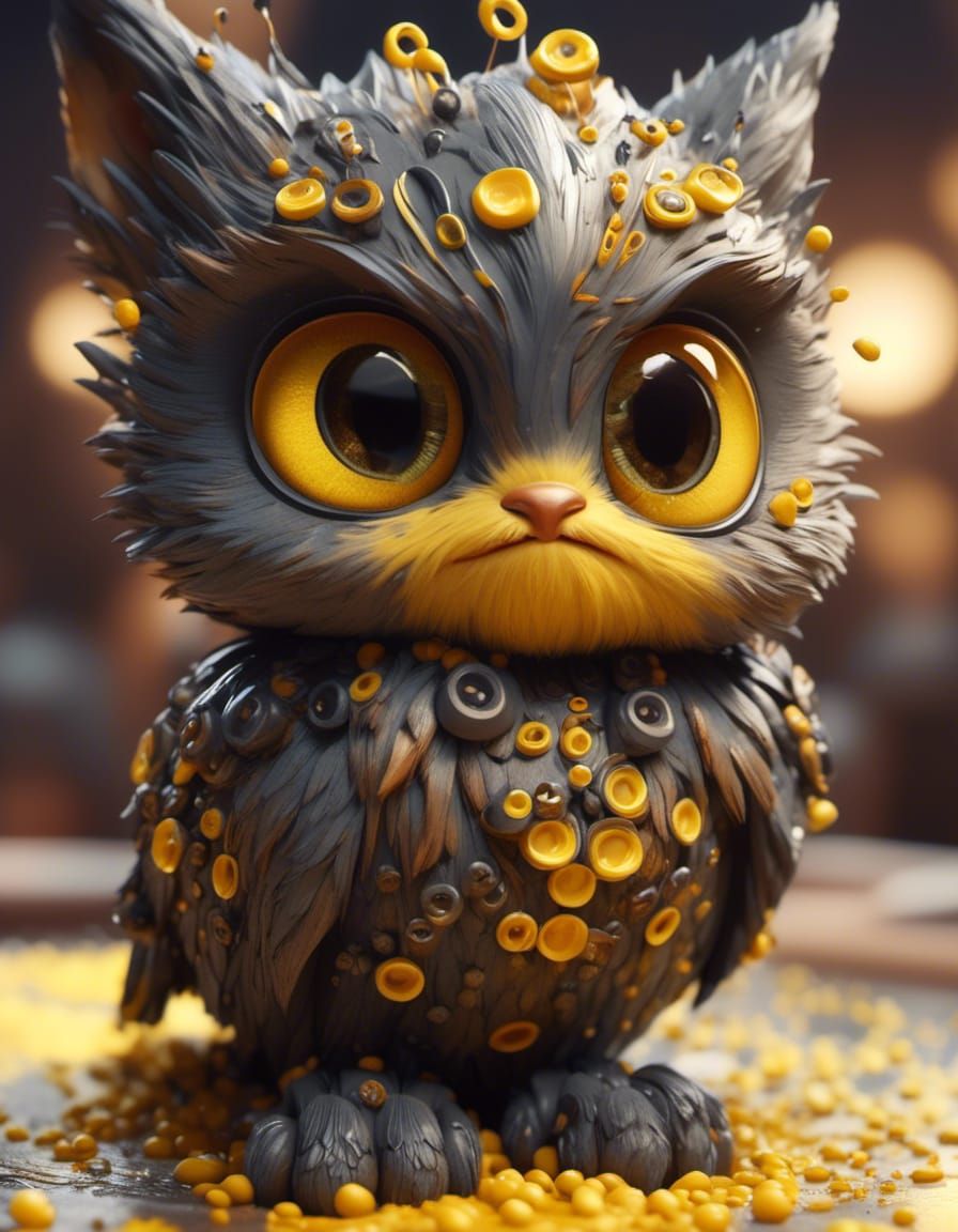 Dragon Cat Owl: Realistic Photo with Soft Lighting