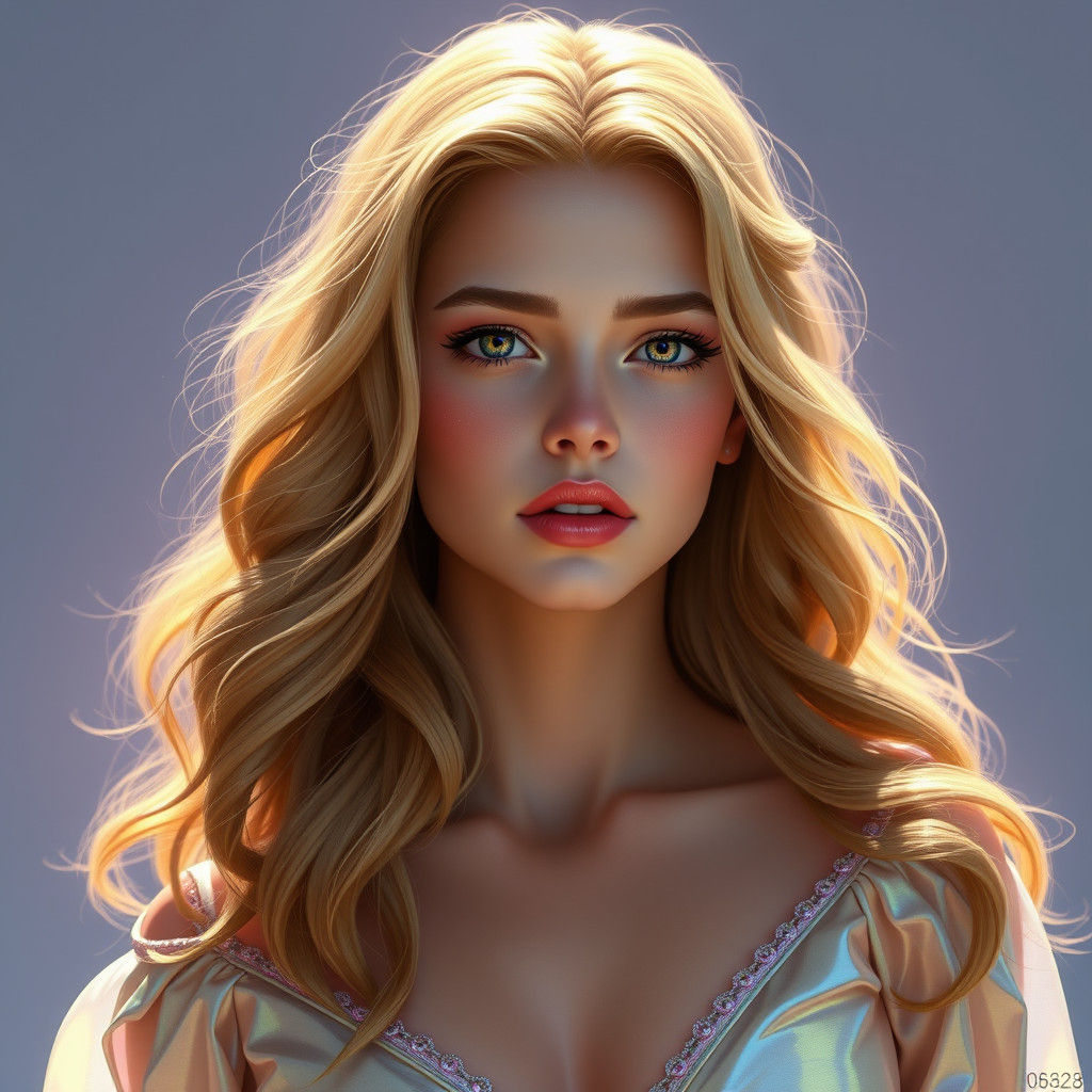 Radiant Woman with Golden Hair in Fantasy Style