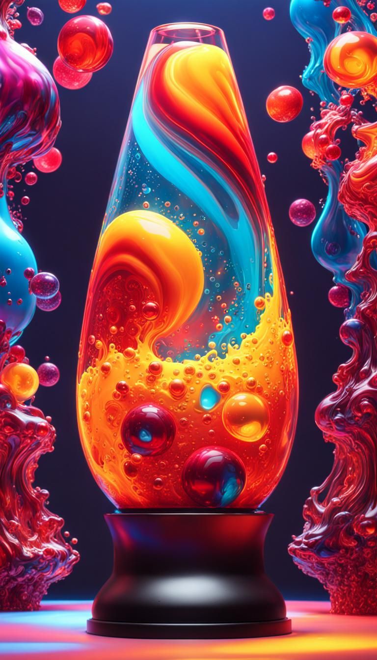 Hyperrealistic Lava Lamp in Splash Art Style