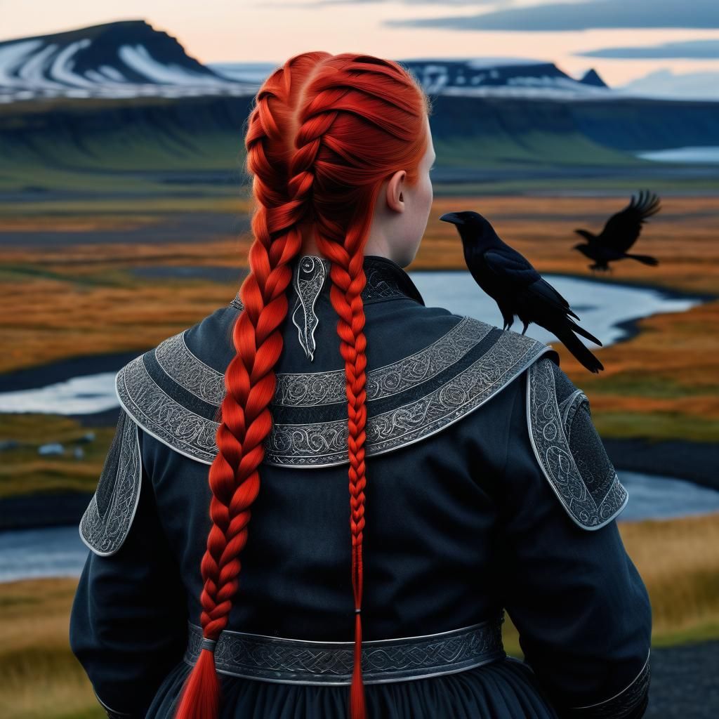 Brunhild in Icelandic Landscape: Hyperrealistic AI Portrait
