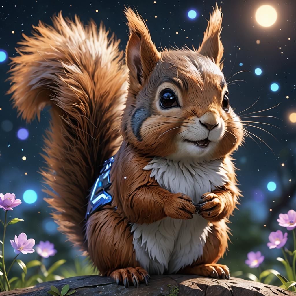 Adorable Space Squirrel in Anime Style