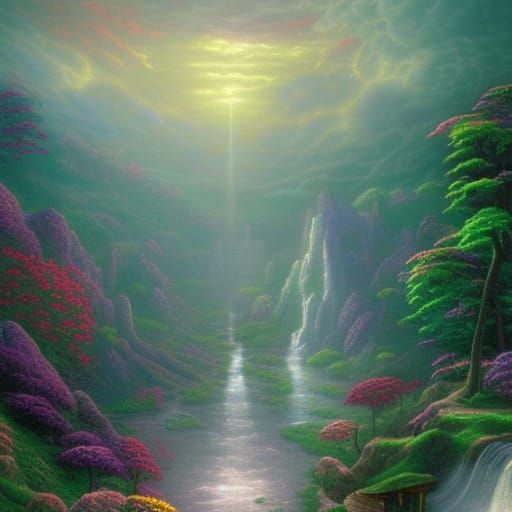 Ethereal Fantasy Portrait in Thomas Kinkade Style